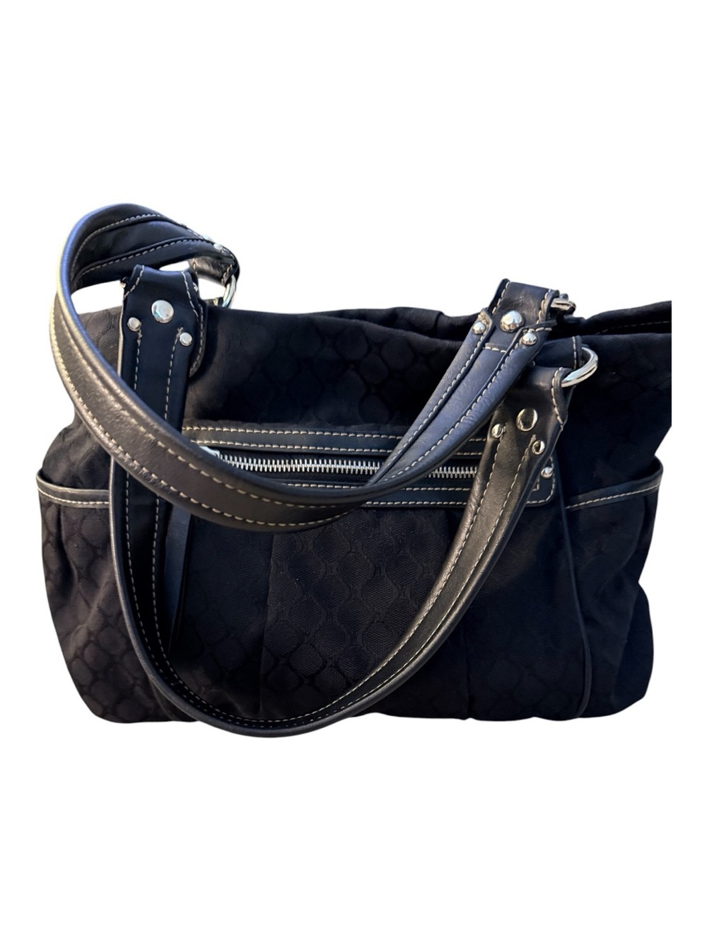 Nine West Tote Bag with Stitch-Detail Straps pockets minimalist cozy cottagecore